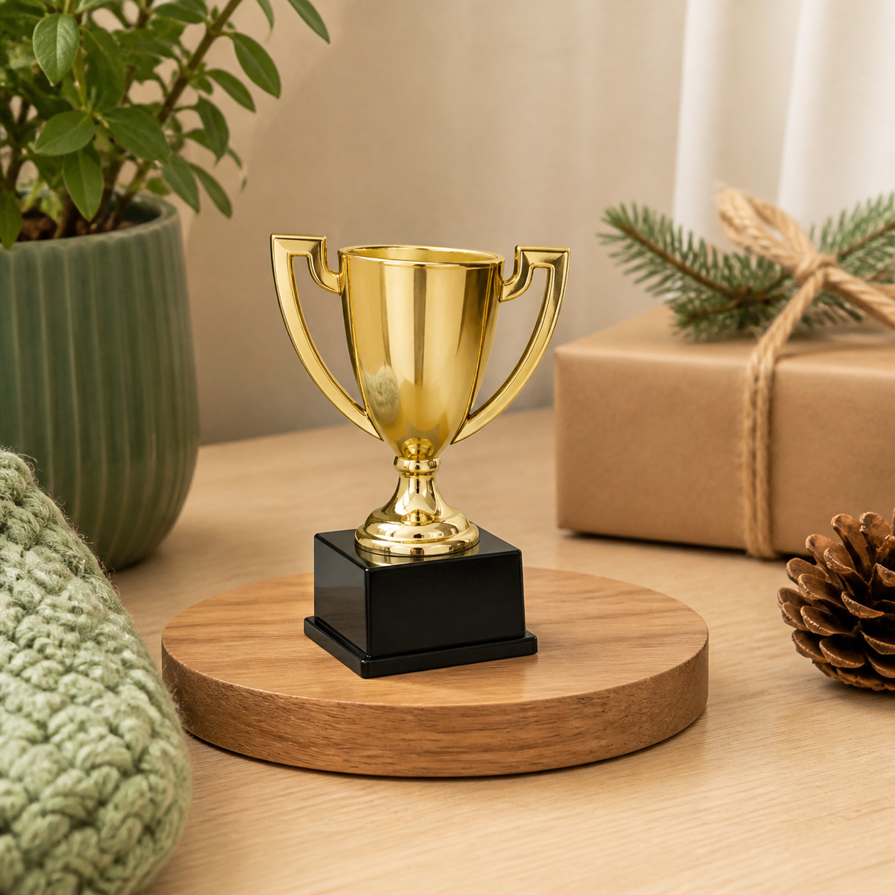 Mini trofee als klein teamcadeau · Kerst voor een collega