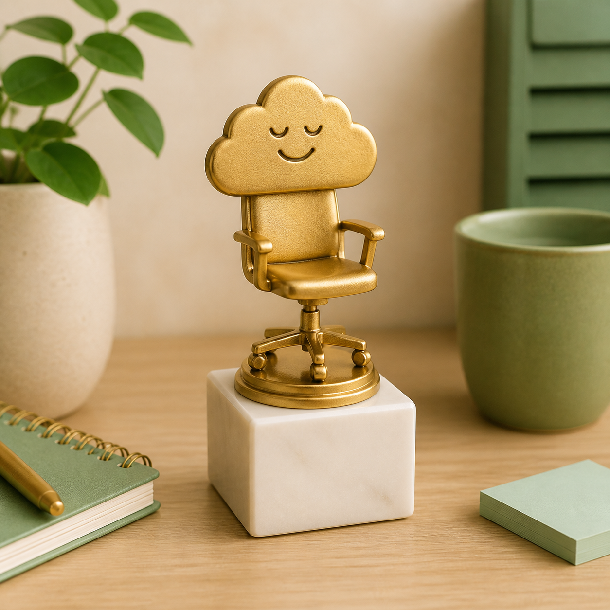 Mini trofee voor een luchtige werkdag · Bedankje voor een collega