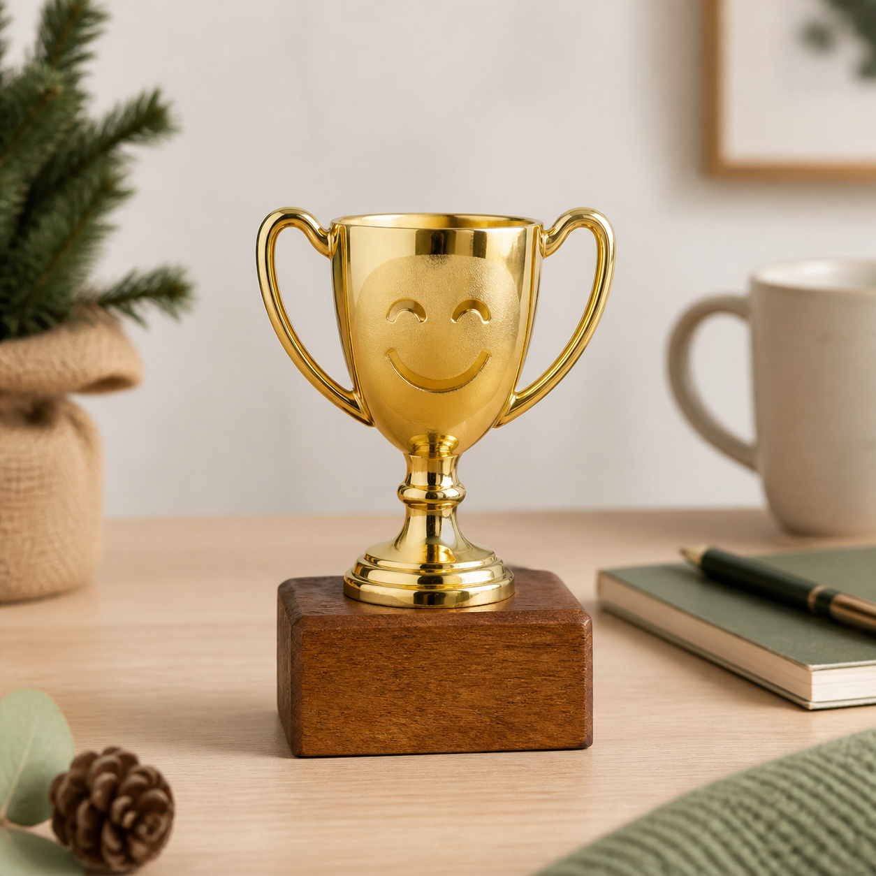 Mini trofee voor een lach op kantoor · Kerst voor een kennis