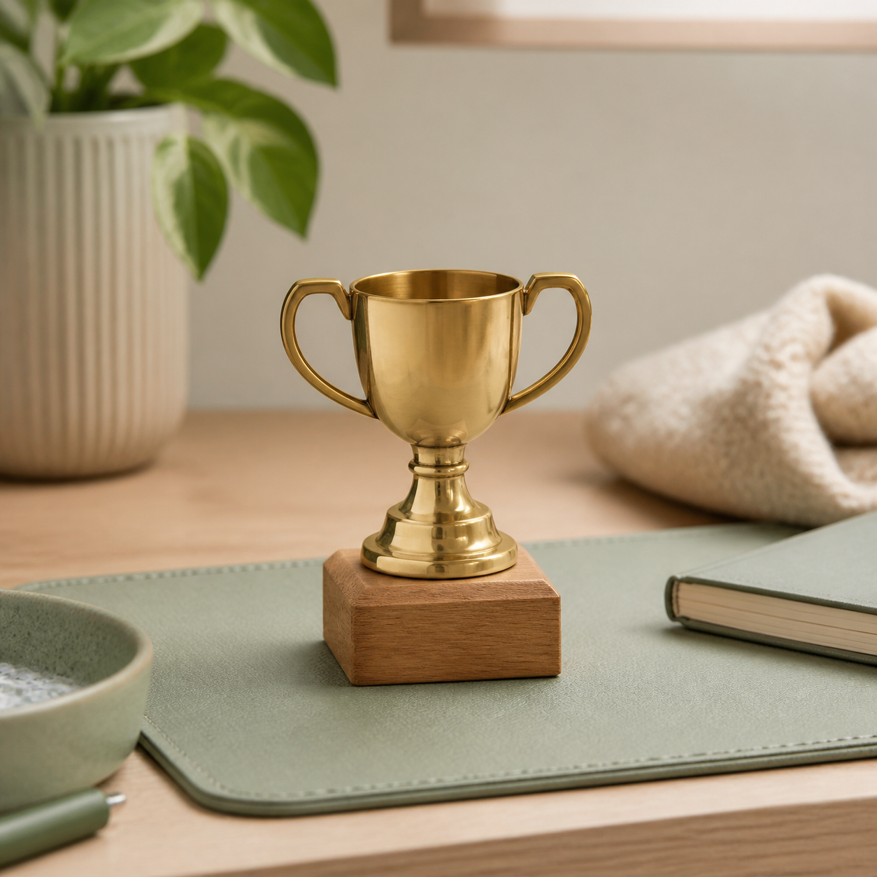 Mini trofee als klein teamcadeau · Bedankje voor een kennis