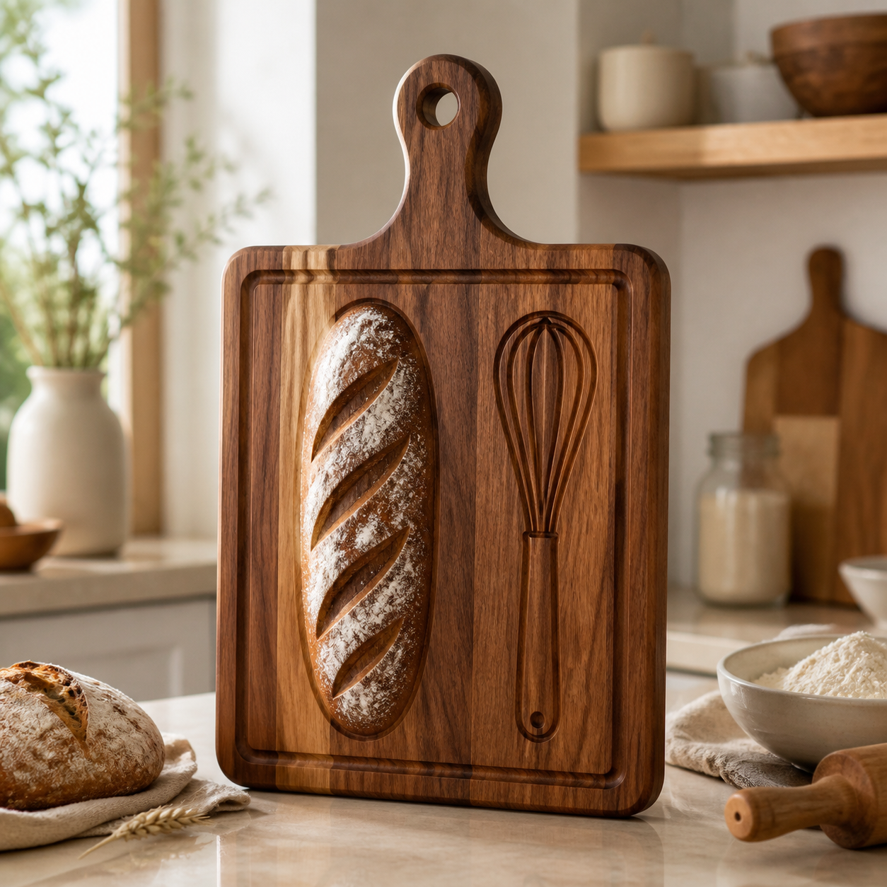 Serveerplank voor bakkers en koks · Housewarming voor een ouder