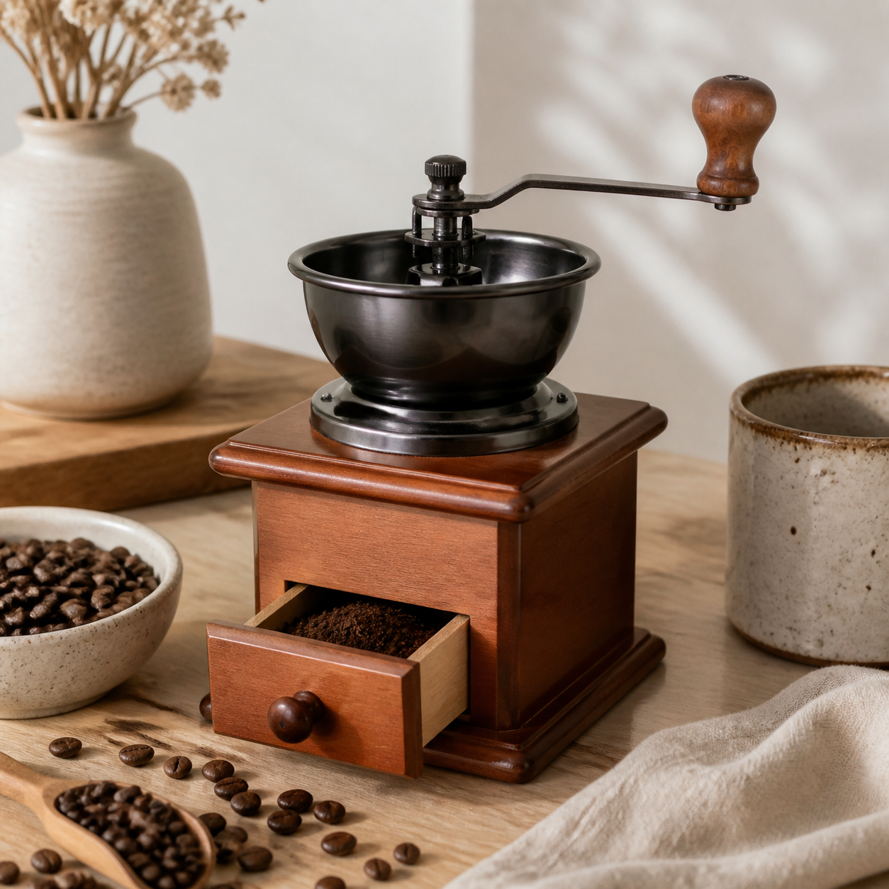 Koffiemolen voor een uitgebreide theepauze · Moederdag voor een ouder