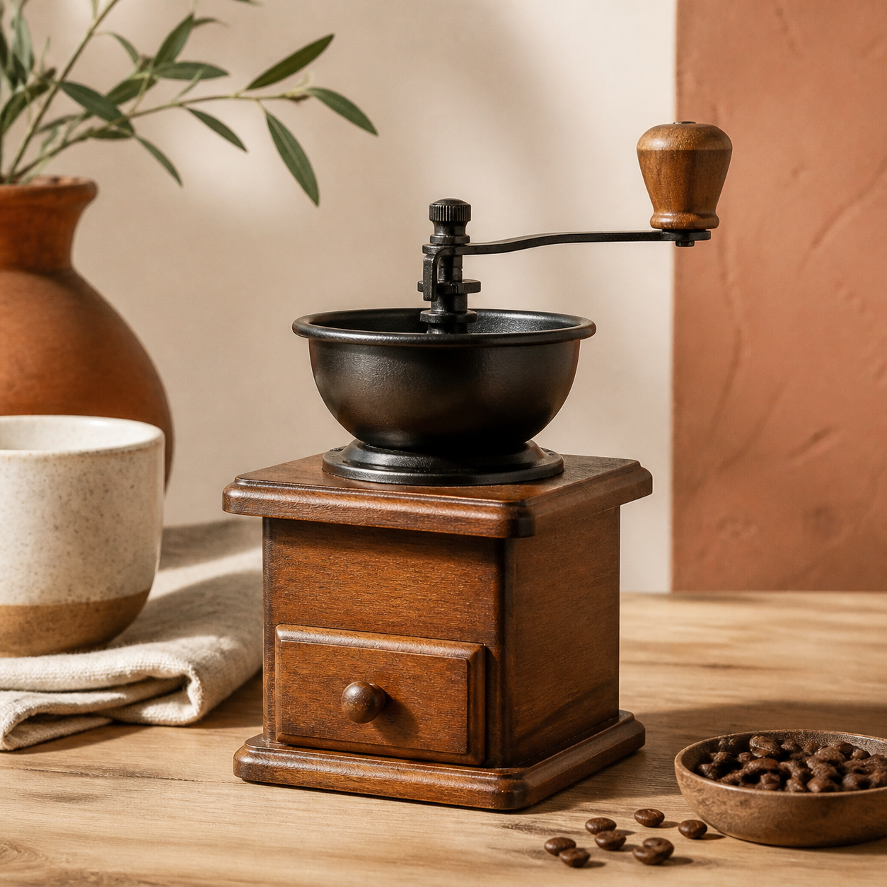 Koffiemolen voor de dagelijkse koffieroutine · Vaderdag voor een ouder