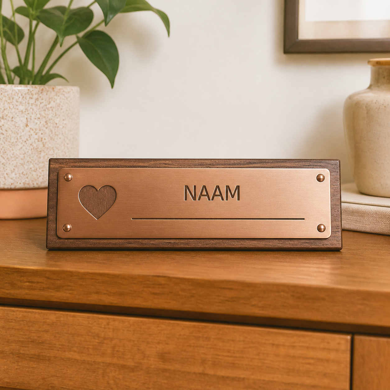 Naamplaatje met een persoonlijke boodschap · Vaderdag voor je partner