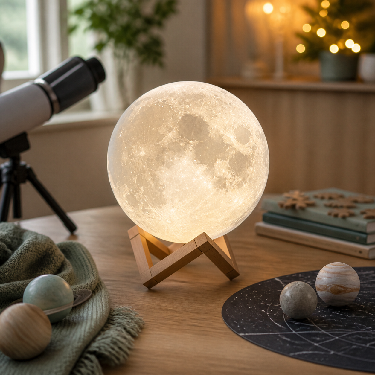 Maanlamp om het heelal te ontdekken · Kerst voor een kind