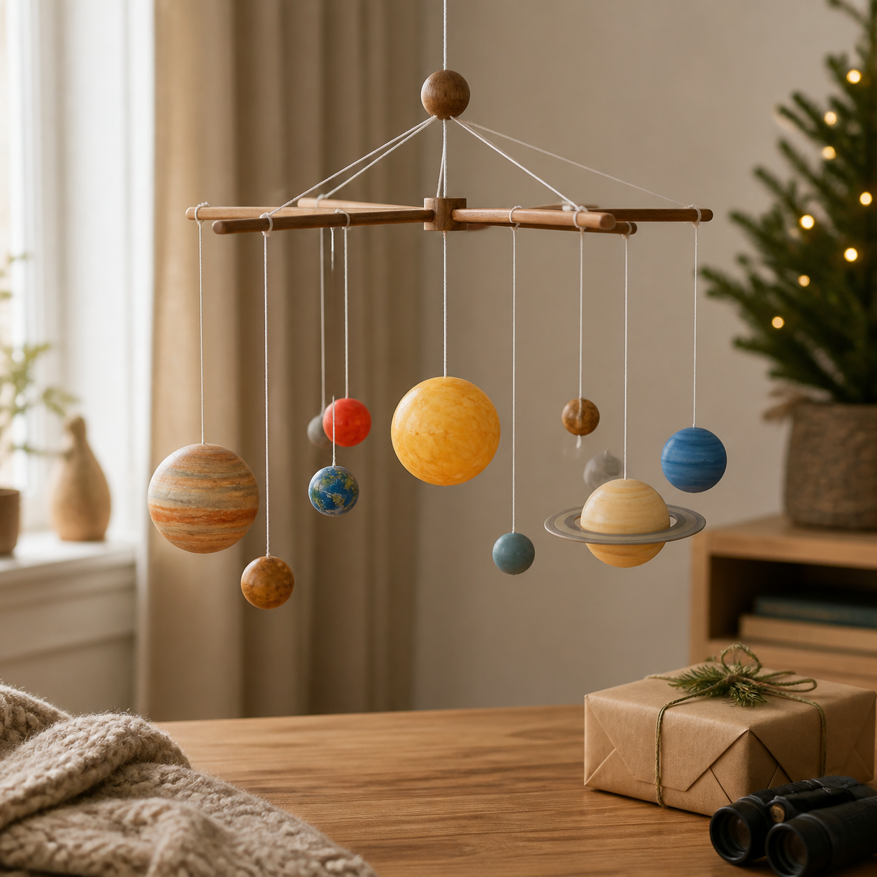 Planeetmobiel voor nieuwsgierige kinderen · Kerst voor een kind