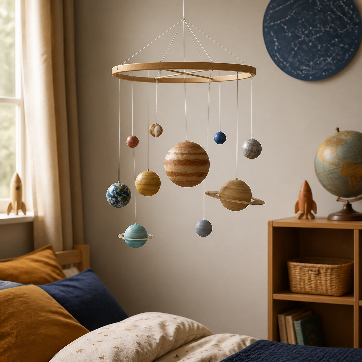 Planeetmobiel voor een kamer vol sterren · Sinterklaas voor een kind