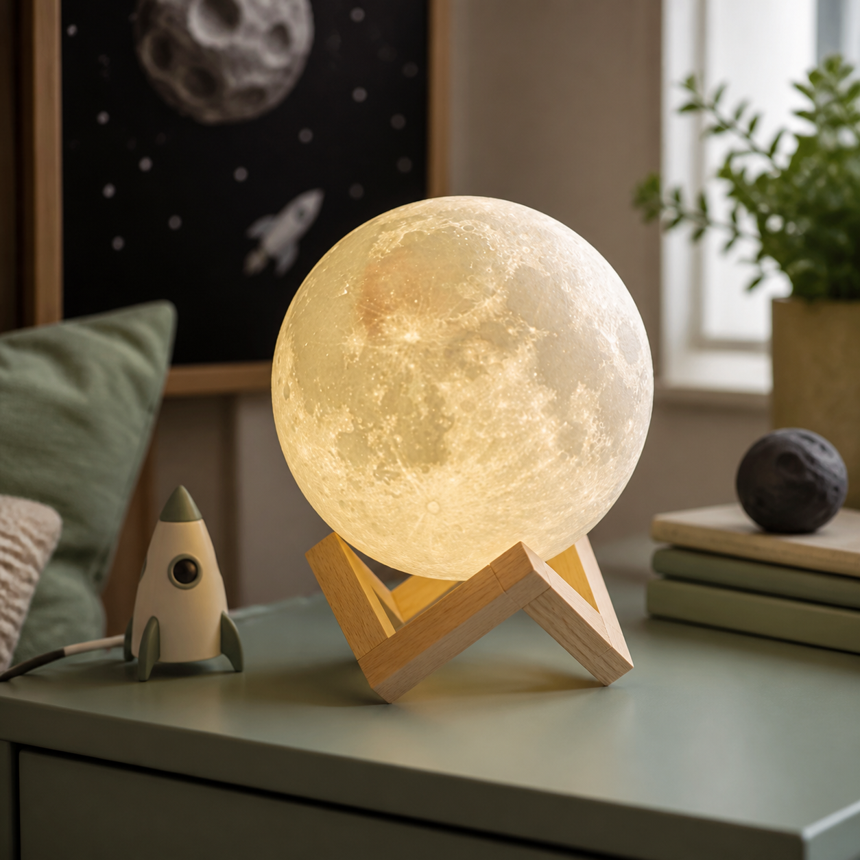 Maanlamp voor een eigen ruimtemissie · Verjaardag voor een kind